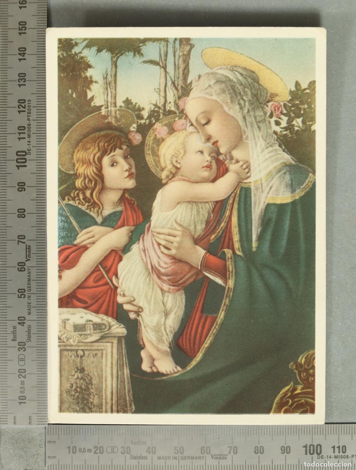 Postales: POSTAL. La Virgen, el Ni&ntilde;o Jes&uacute;s y San Juan Bautista - Sandro Botticelli