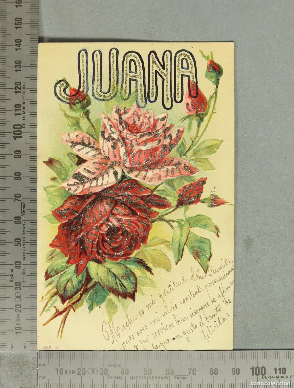 Postales: POSTAL. FELICITACION JUANA. 1906