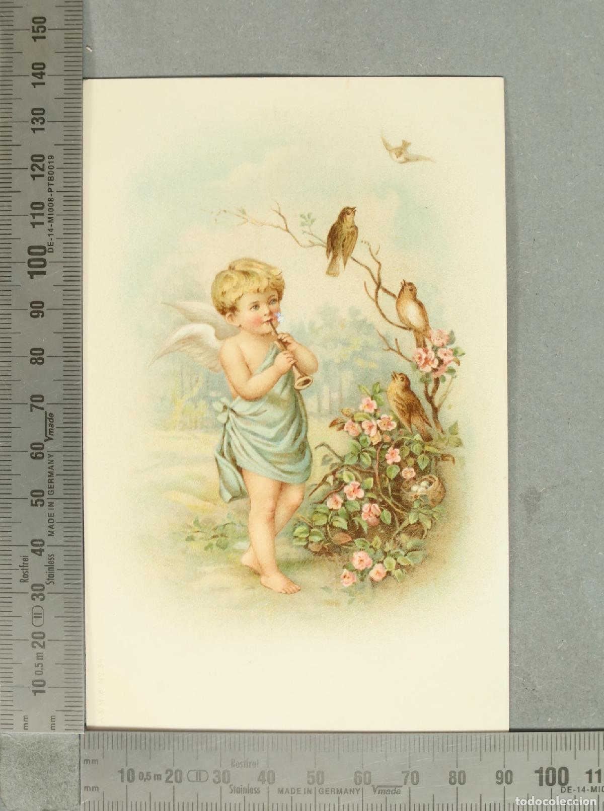 Postales: POSTAL. &Aacute;ngel flautista y los p&aacute;jaros