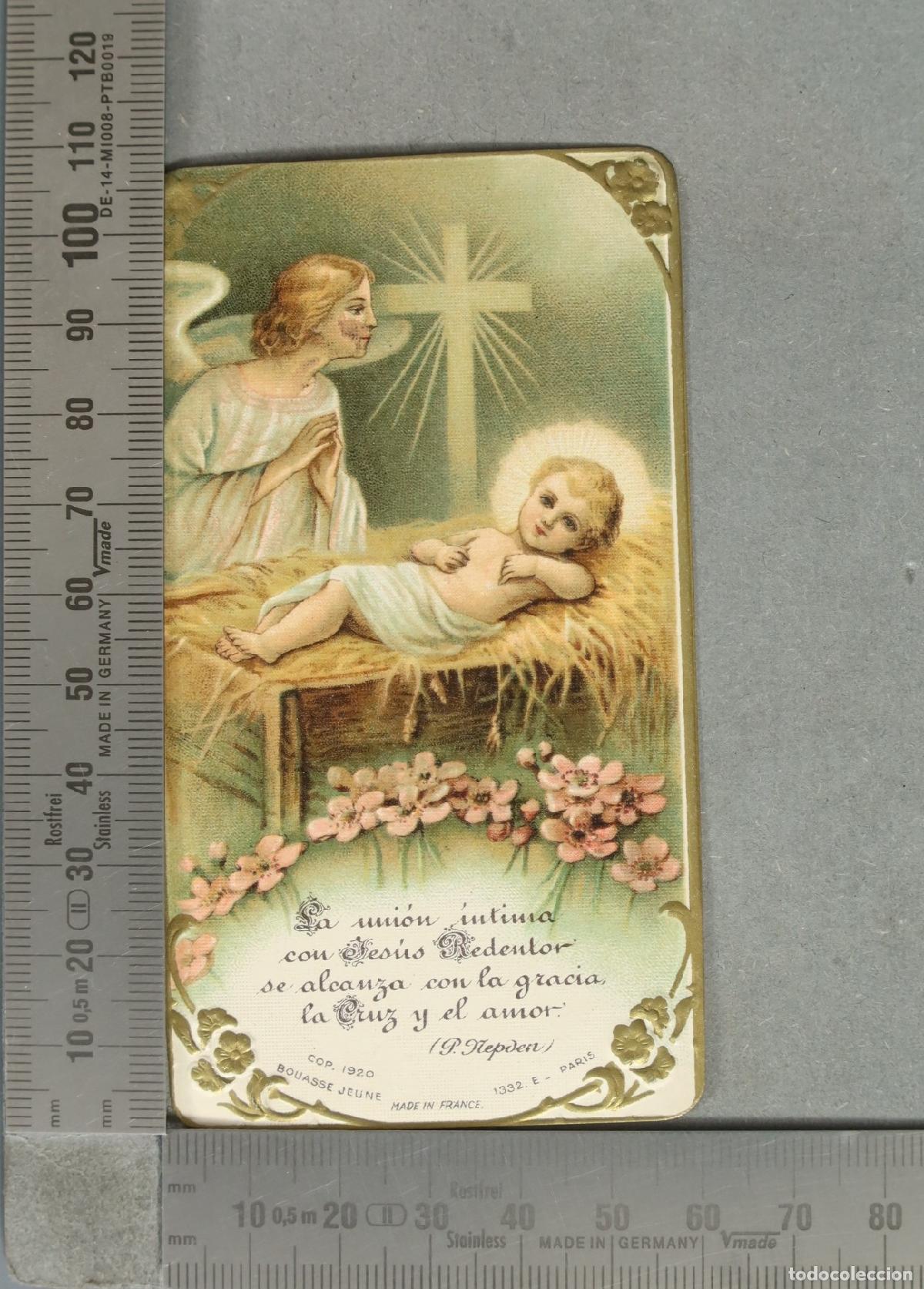 Postales: ESTAMPA. Birth of Jesus with Angel - Ni&ntilde;o Jes&uacute;s con el &aacute;ngel - Bouasse Jeune