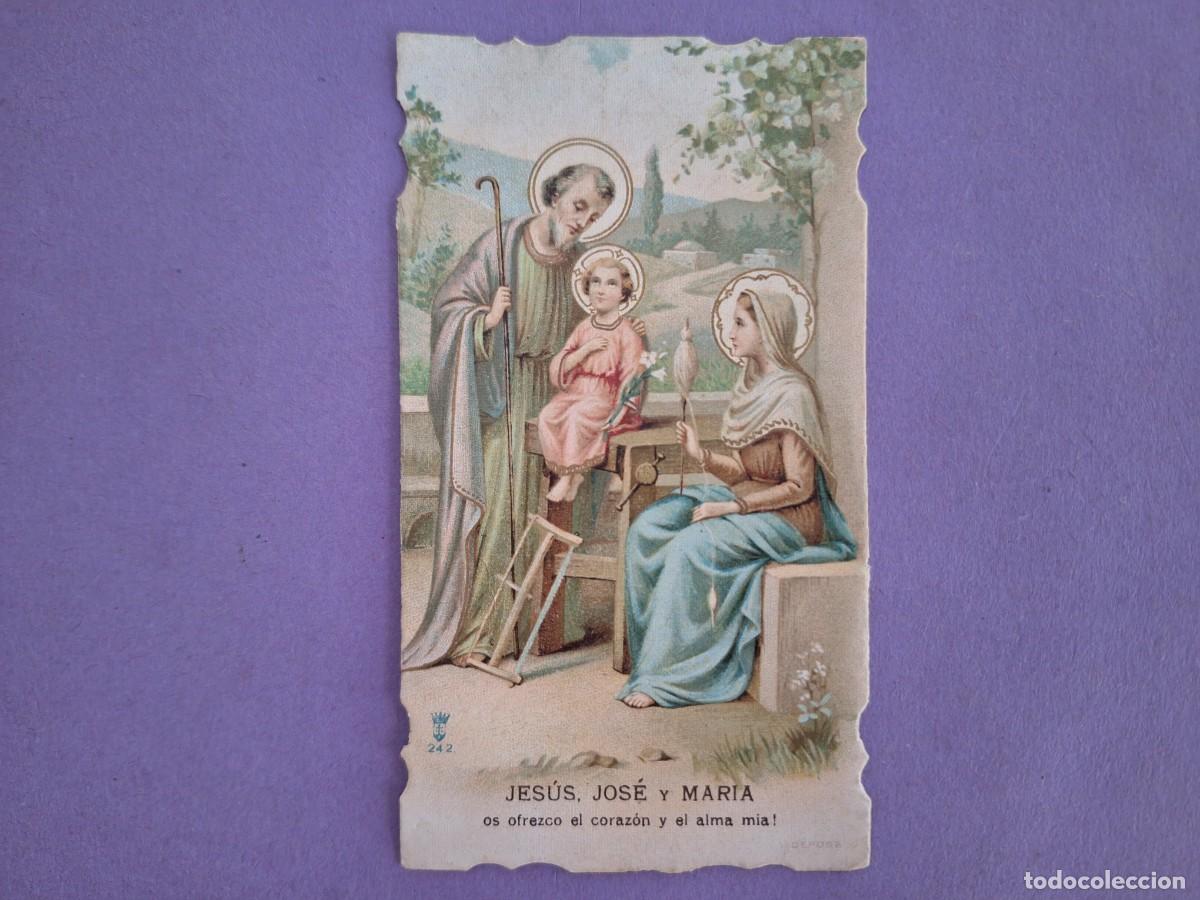 Postales: ESTAMPA TROQUELADA JESUS JOSE Y MARIA OS OFREZCO CORAZON Y ALMA MIA E 28