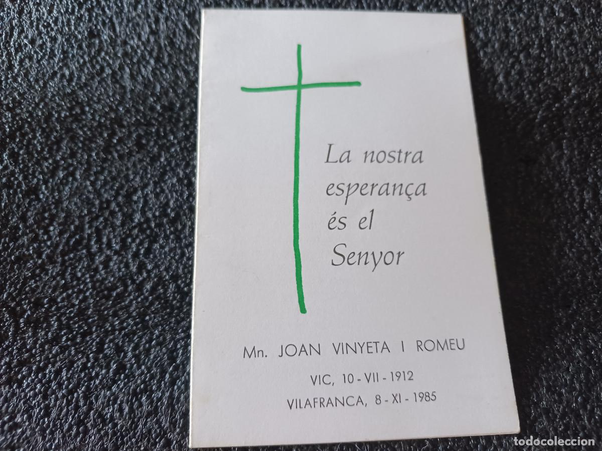 Postales: esquela defuncion, Mn. joan vinyeta i romeu, vilafranca 1985