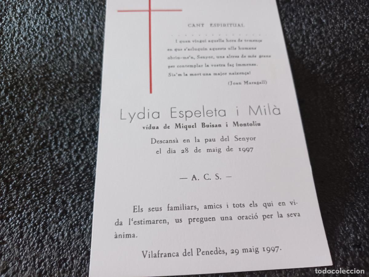 Postales: esquela defuncion, dise&ntilde;adora y modista, en vilafranca del penedes 1997