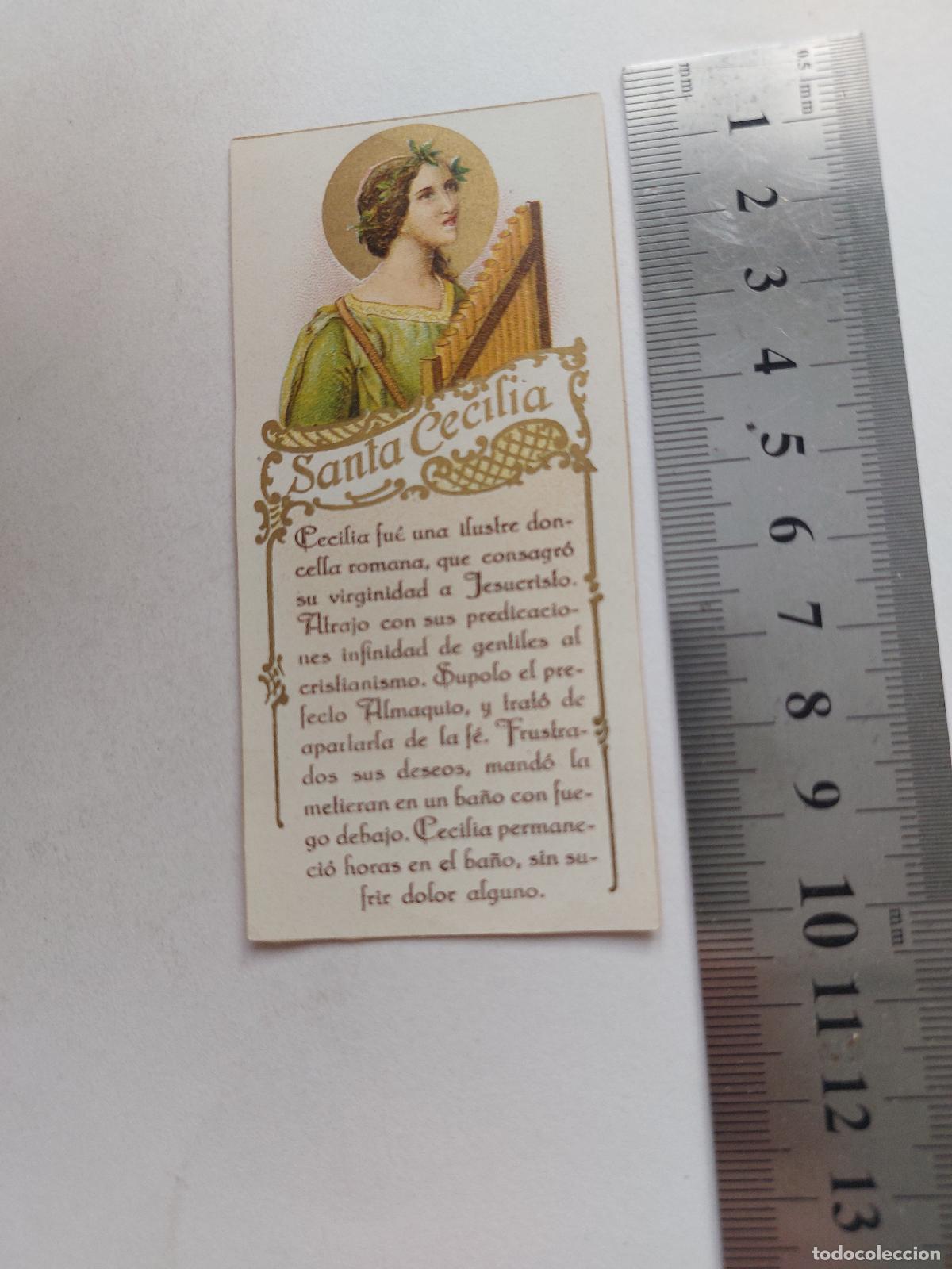 Cartes Postales: Estampa de Santa Cecilia con rese&ntilde;a biogr&aacute;fica