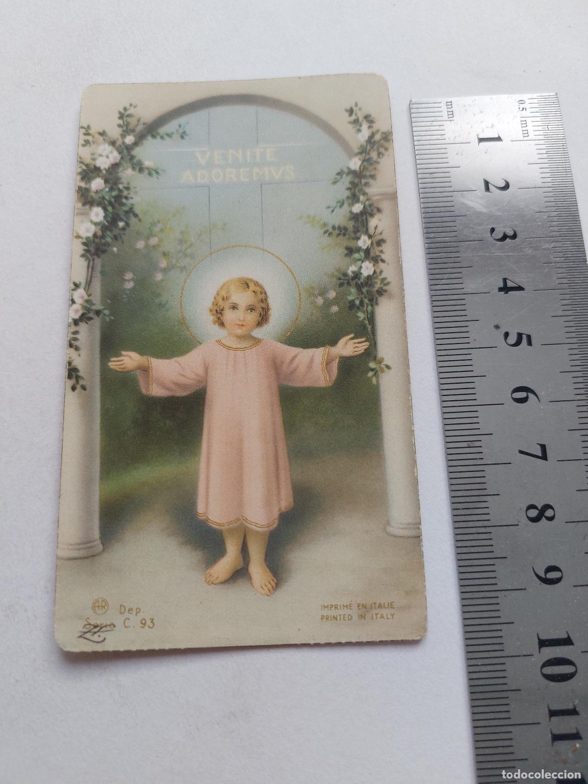 Cartes Postales: Estampa religiosa con ilustraci&oacute;n del Ni&ntilde;o Jes&uacute;s Venite Adoremus
