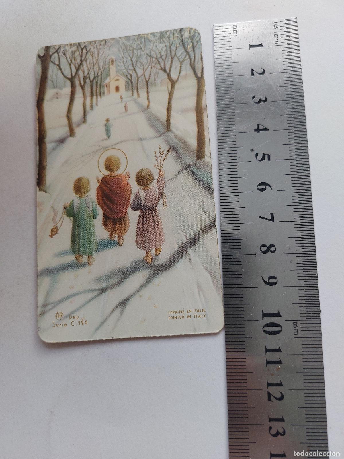 Cartes Postales: Estampa con ilustraci&oacute;n religiosa de ni&ntilde;os caminando en la nieve