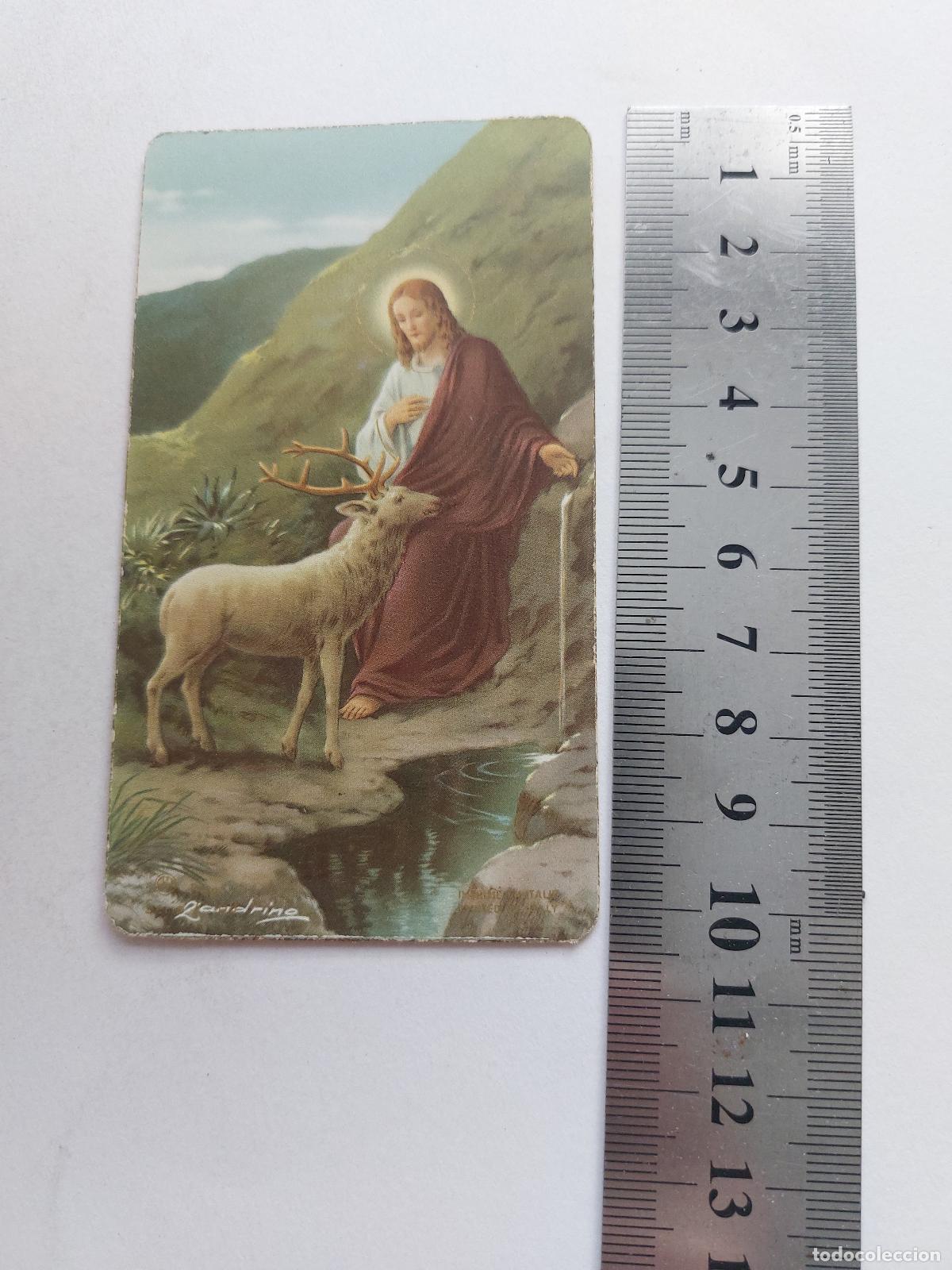 Cartes Postales: Estampa religiosa de Jes&uacute;s y un ciervo en entorno natural