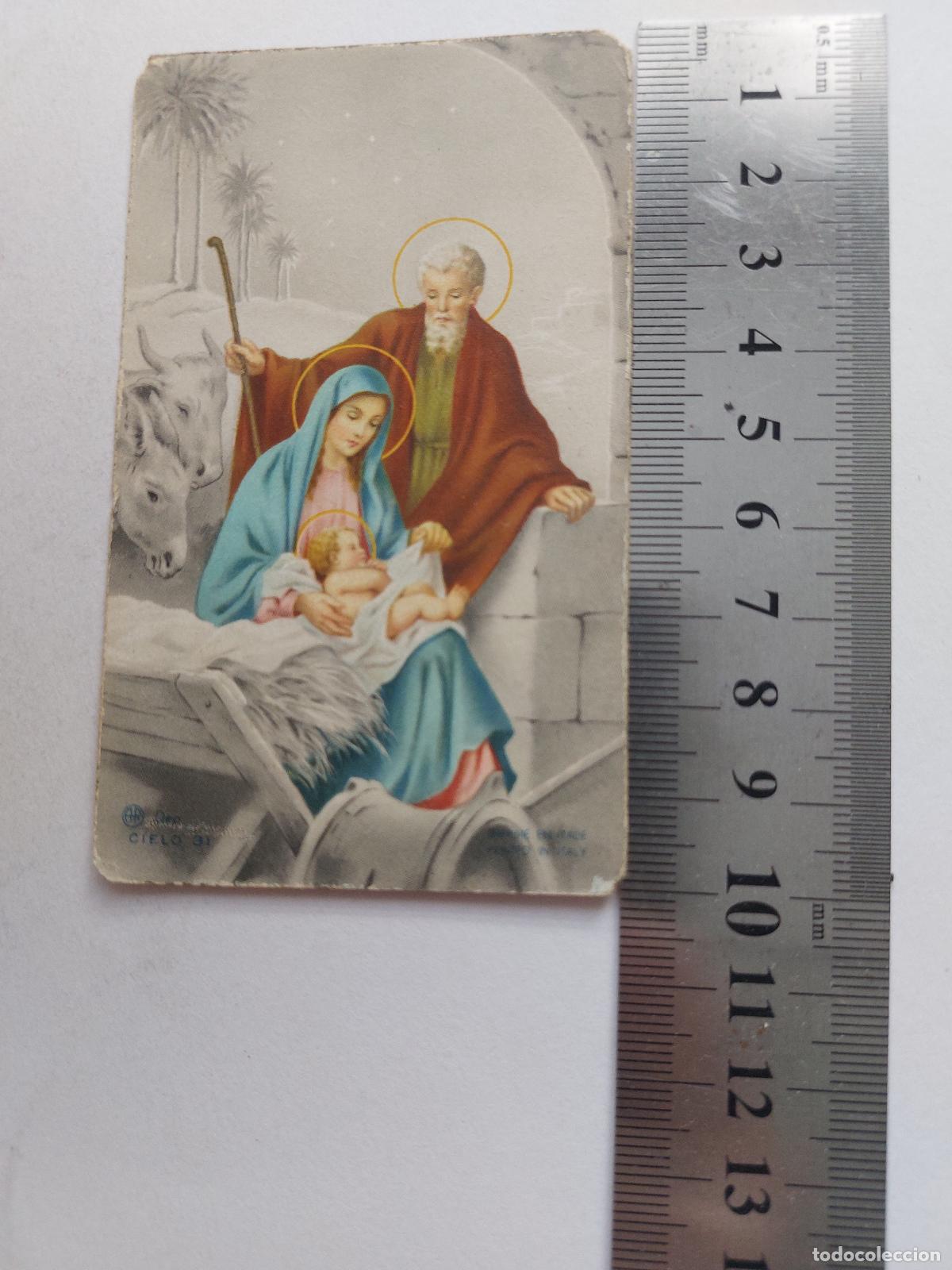 Cartes Postales: Estampa de la Sagrada Familia en el pesebre