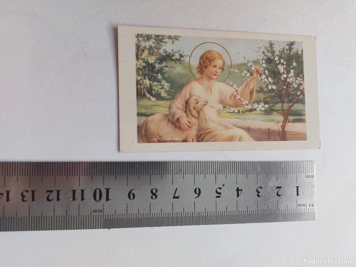 Postales: Estampa religiosa de Jes&uacute;s con un cordero