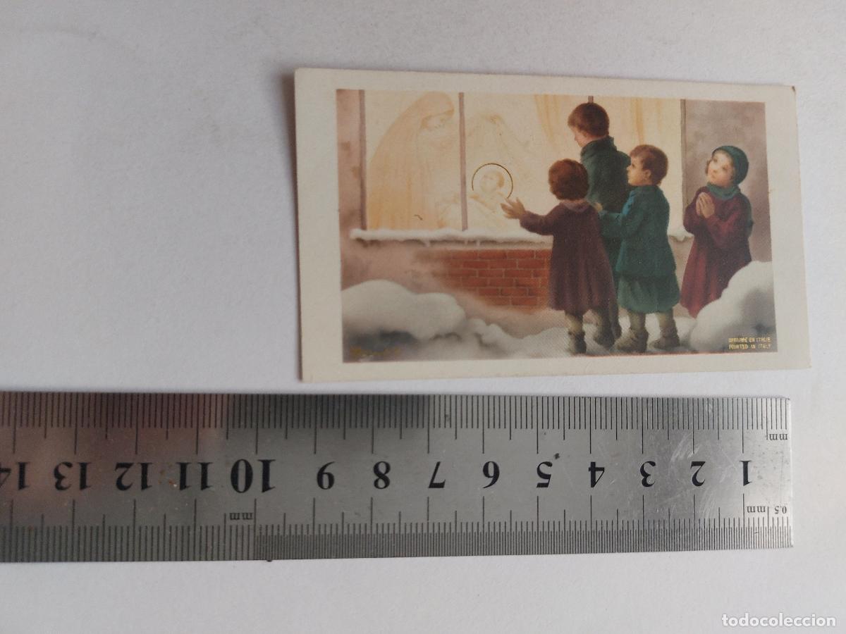 Postales: Estampa con ilustraci&oacute;n de ni&ntilde;os mirando el nacimiento