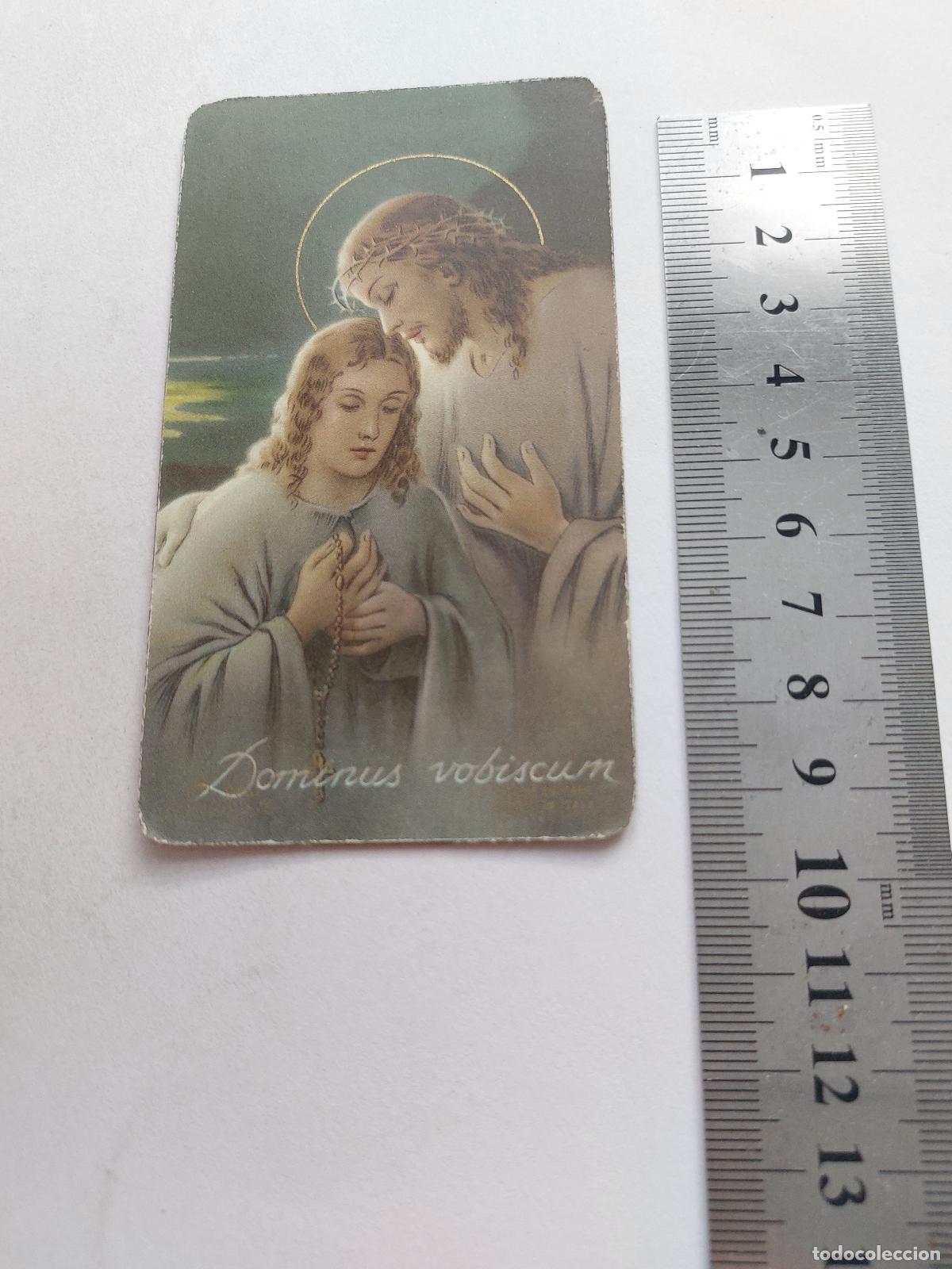 Postales: Estampa devocional con imagen de Jesucristo, Dominus Vobiscum