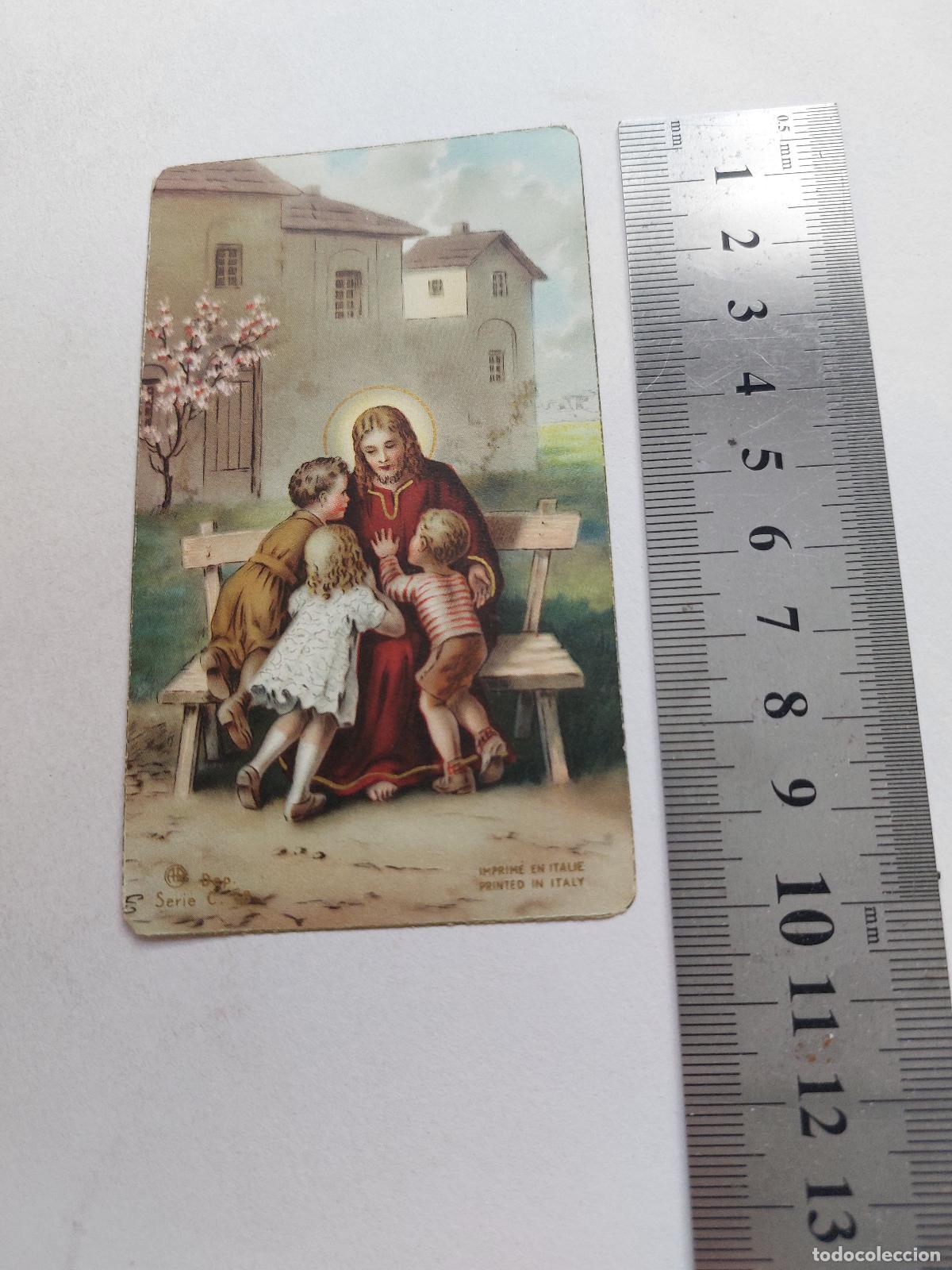 Postales: Estampa religiosa con imagen de Jes&uacute;s rodeado de ni&ntilde;os