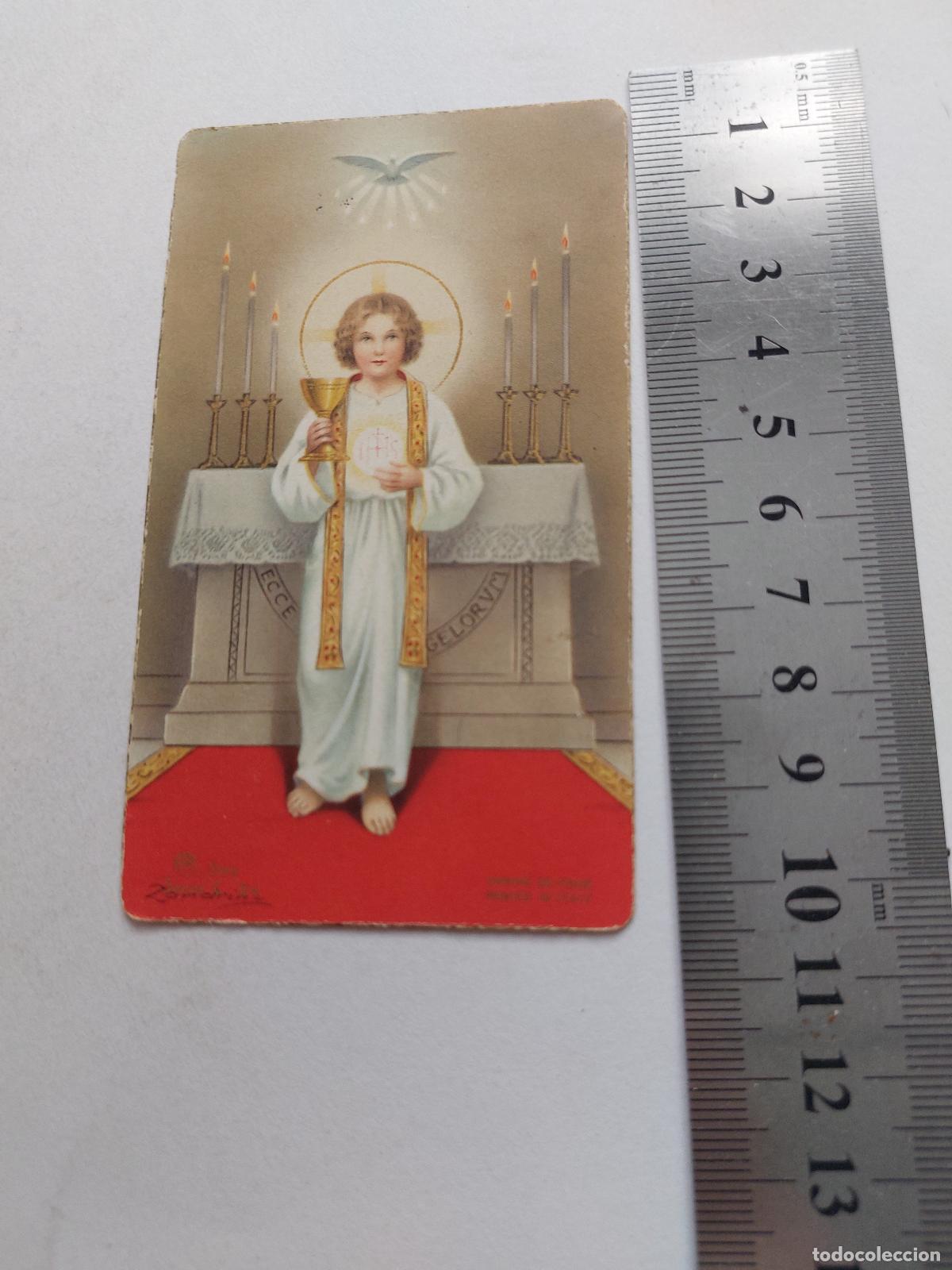 Postales: Estampa religiosa de ni&ntilde;o con c&aacute;liz, primera comuni&oacute;n