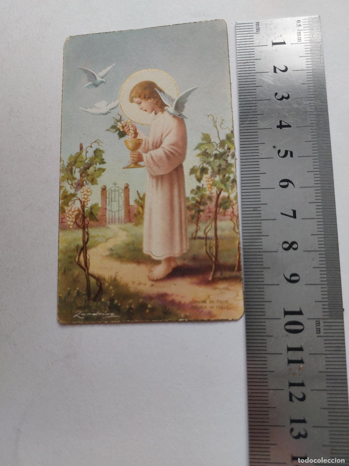 Postales: Estampa de arte religioso con &aacute;ngel sosteniendo un c&aacute;liz