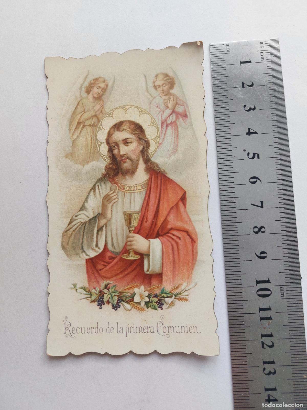Cartes Postales: Estampa de recuerdo de Primera Comuni&oacute;n con imagen de Jesucristo