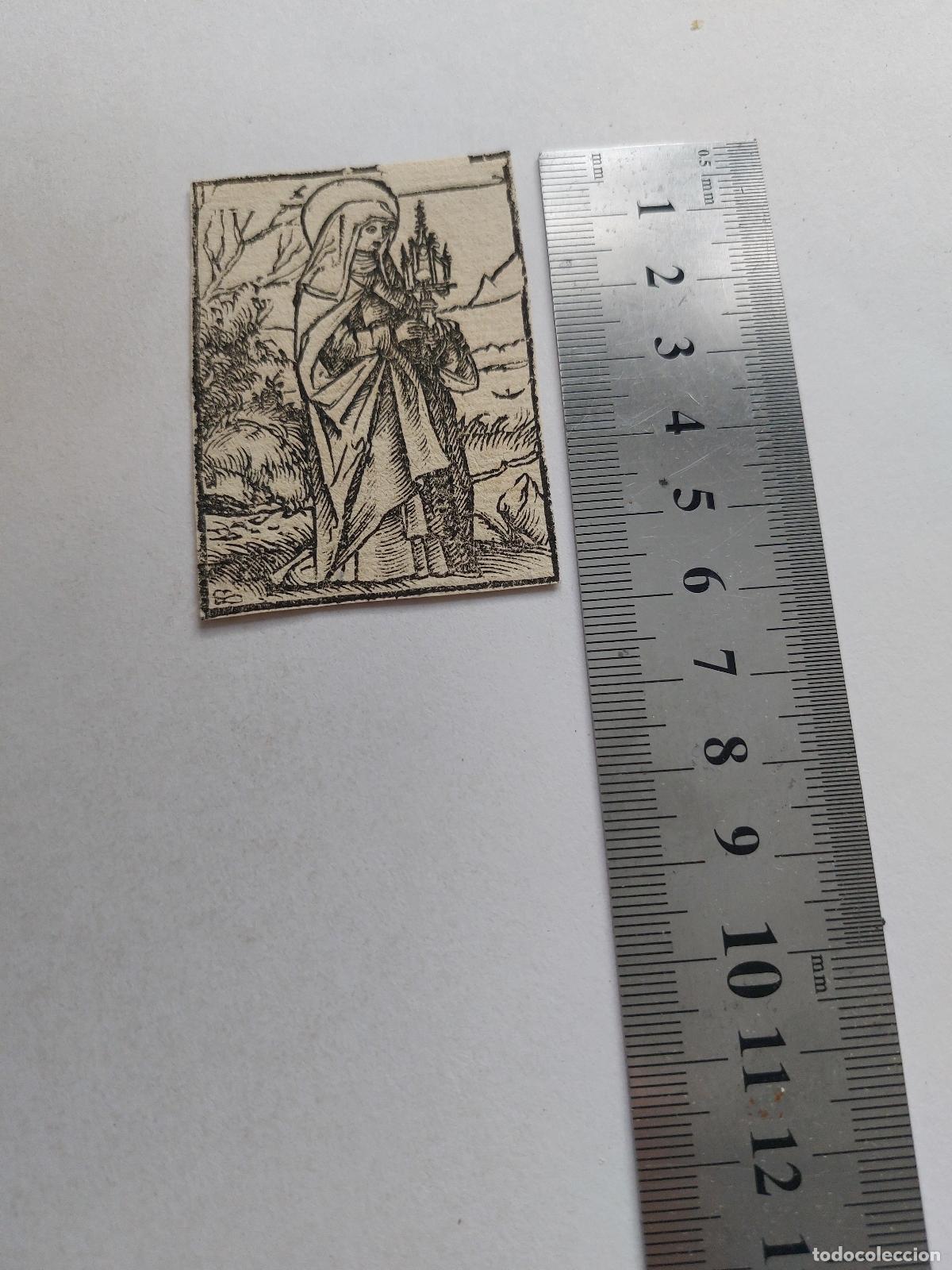 Cartes Postales: Estampa miniatura con ilustraci&oacute;n de figura religiosa en grabado