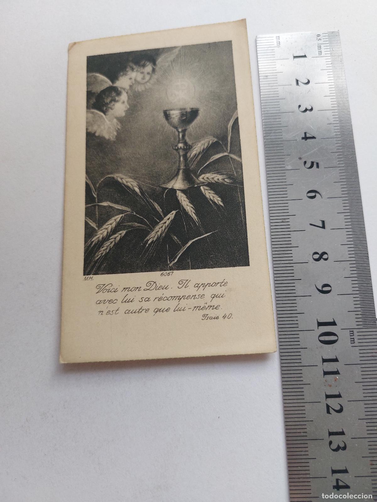 Cartes Postales: Estampa religiosa con representaci&oacute;n de c&aacute;liz y &aacute;ngeles