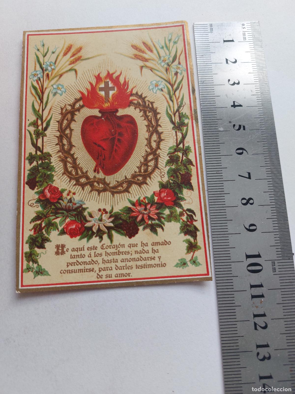 Postales: Estampa religiosa con imagen del Sagrado Coraz&oacute;n de Jes&uacute;s