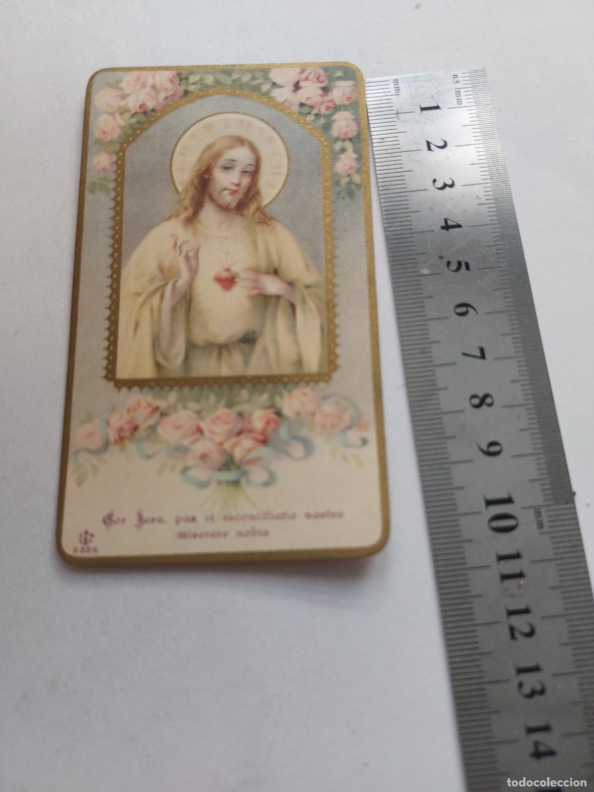 Postales: Estampa Sagrado Coraz&oacute;n de Jes&uacute;s con Decoraci&oacute;n Floral
