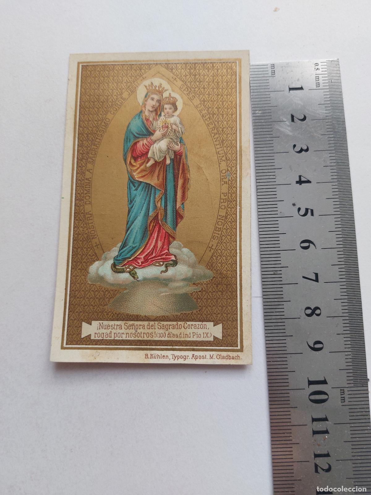 Postales: Estampa religiosa de Nuestra Se&ntilde;ora del Sagrado Coraz&oacute;n