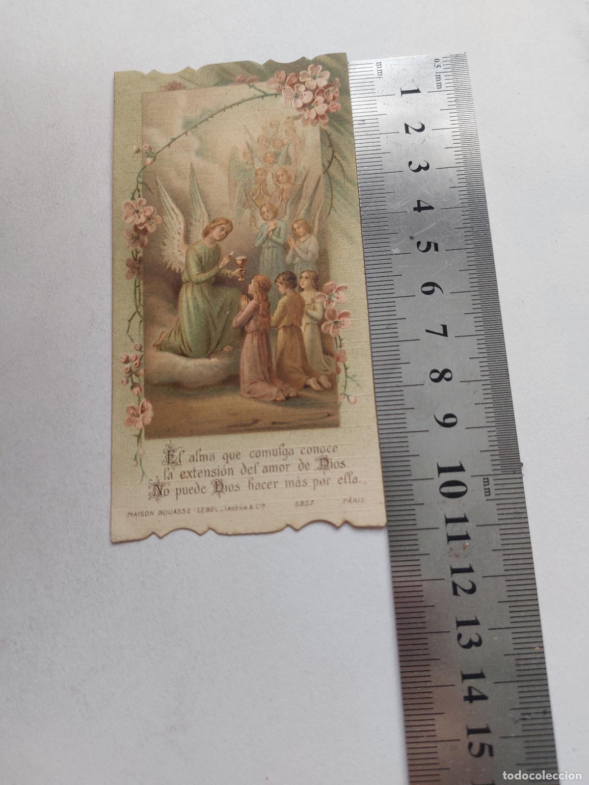Postales: Estampa religiosa con imagen de comuni&oacute;n angelical