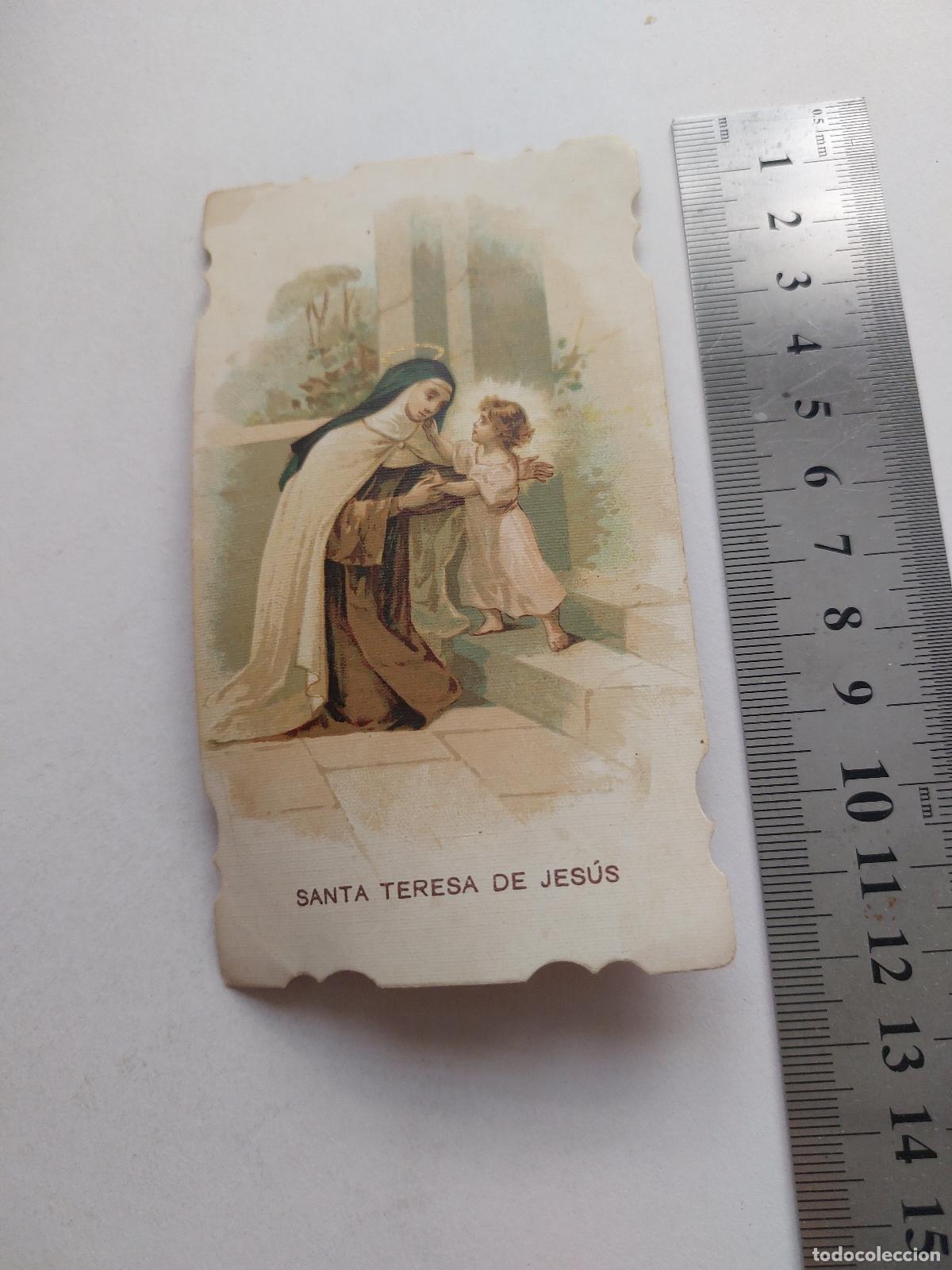 Postales: Estampa de Santa Teresa de Jes&uacute;s con Ni&ntilde;o
