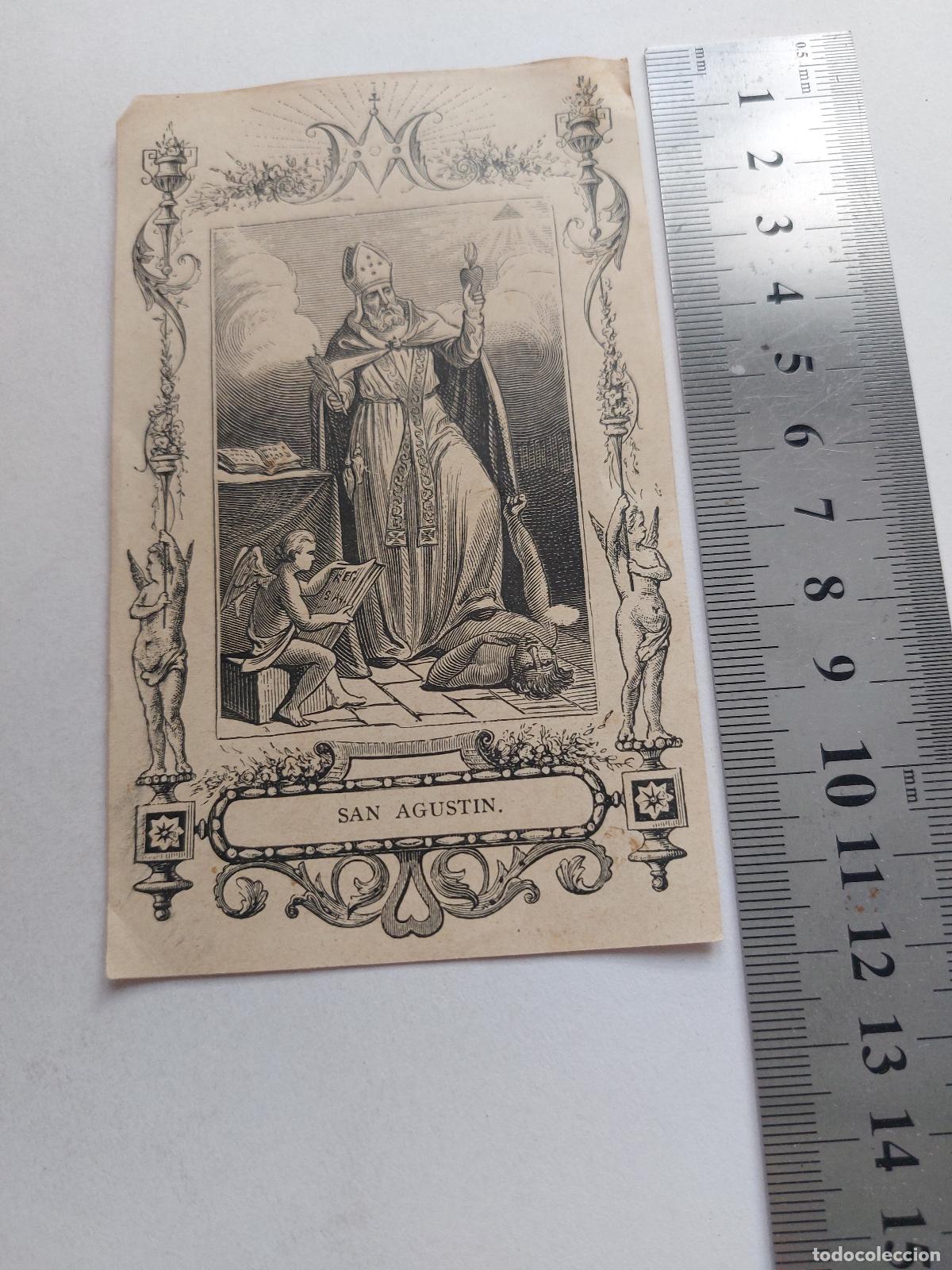 Postales: Estampa con ilustraci&oacute;n de San Agust&iacute;n impresa en Barcelona