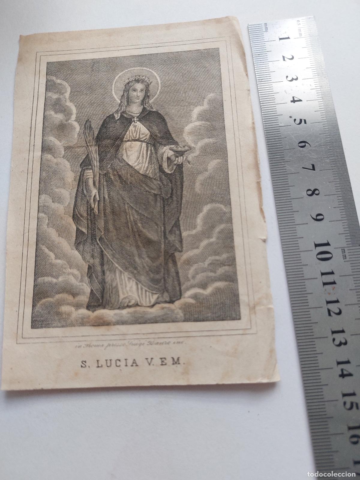 Postales: Estampa con grabado de Santa Luc&iacute;a, arte religioso