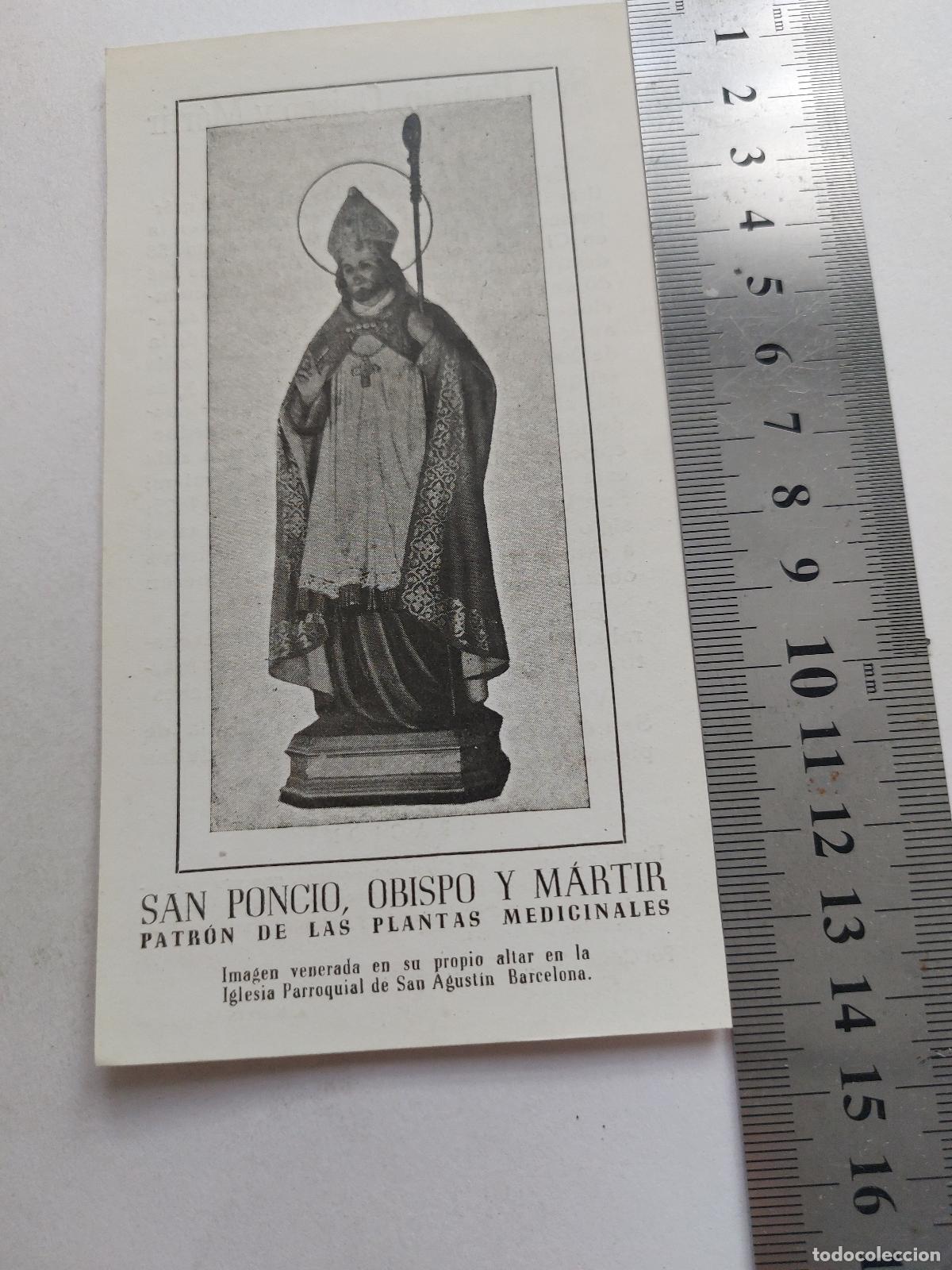 Postales: Estampa de San Poncio Obispo y M&aacute;rtir Iglesia de San Agust&iacute;n Barcelona