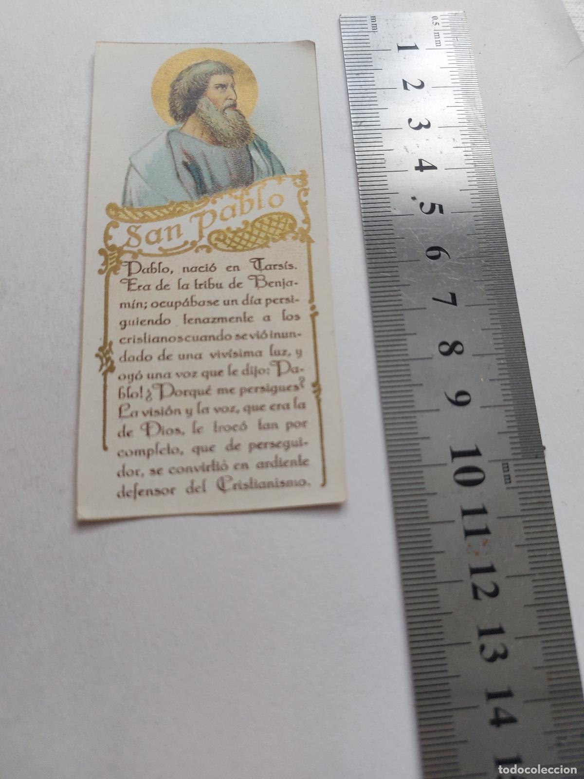 Postales: Estampa con imagen y biograf&iacute;a de San Pablo Ap&oacute;stol
