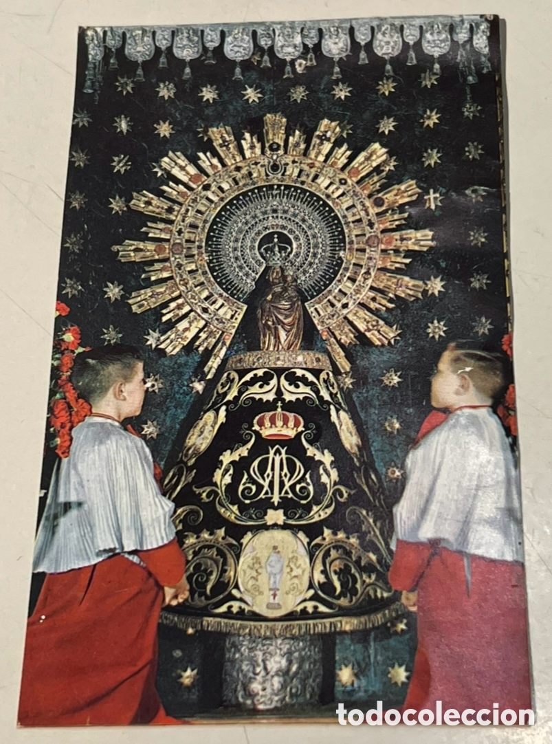 Postales: Estampa Religiosa. Oraci&oacute;n e Himno a la Virgen del Pilar. A&ntilde;os 80.