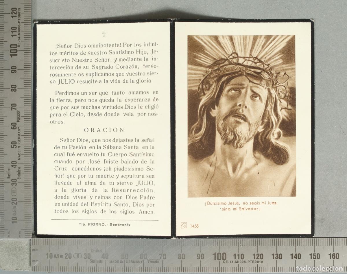 Postales: ESQUELA. Oraci&oacute;n a Julio con rostro de Jes&uacute;s JULIO RODRIGUEZ GUERRA EX DIPUTADO A CORTES MADRID 1942