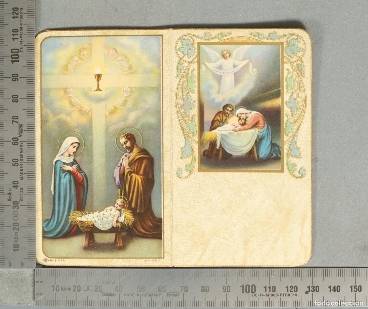Postales: ESTAMPA. Sagrada Familia y C&aacute;liz con Hostia - D&iacute;ptico CALENDARIO