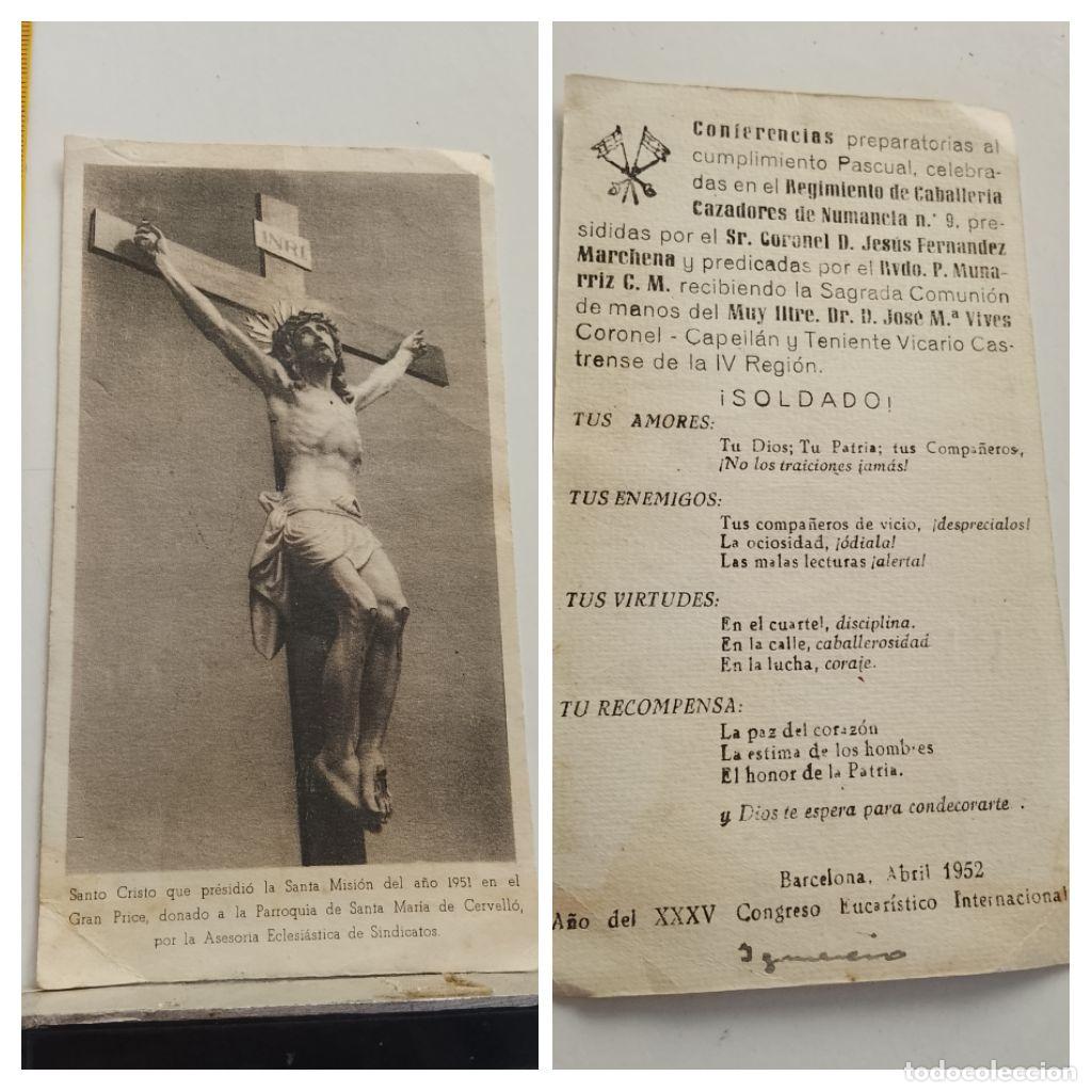 Postales: ESTAMPA RELIGIOSA MILITAR REGIMIENTO CABALLERIA CAZADORES NUMANCIA CORONEL JESUS FERNANDEZ MARCHENA