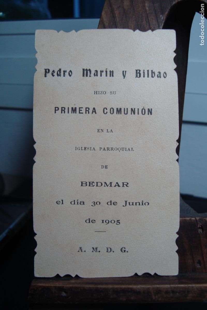 Postales: RECUERDO PRIMERA COMUNION. PEDRO MARIN Y BILBAO. BEDMAR JAEN 1905