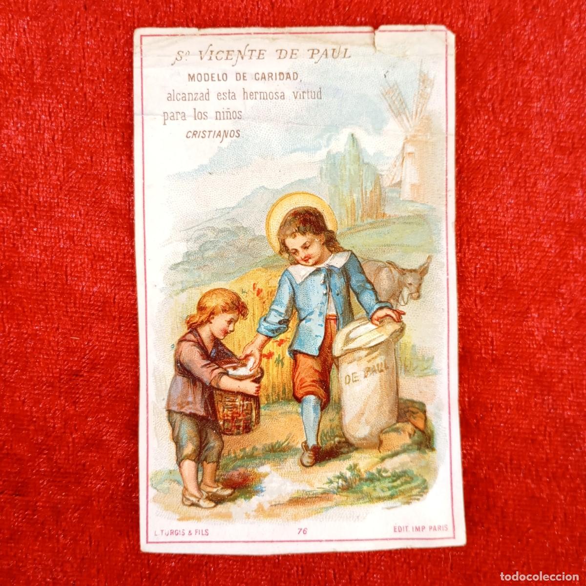 Postales: SAN VICENTE DE PAUL - IMP. PARIS - ESTAMPA - LITURGIS & FILS - RAR&Iacute;SIMA - MODERNISTA - C. 1890 / 805