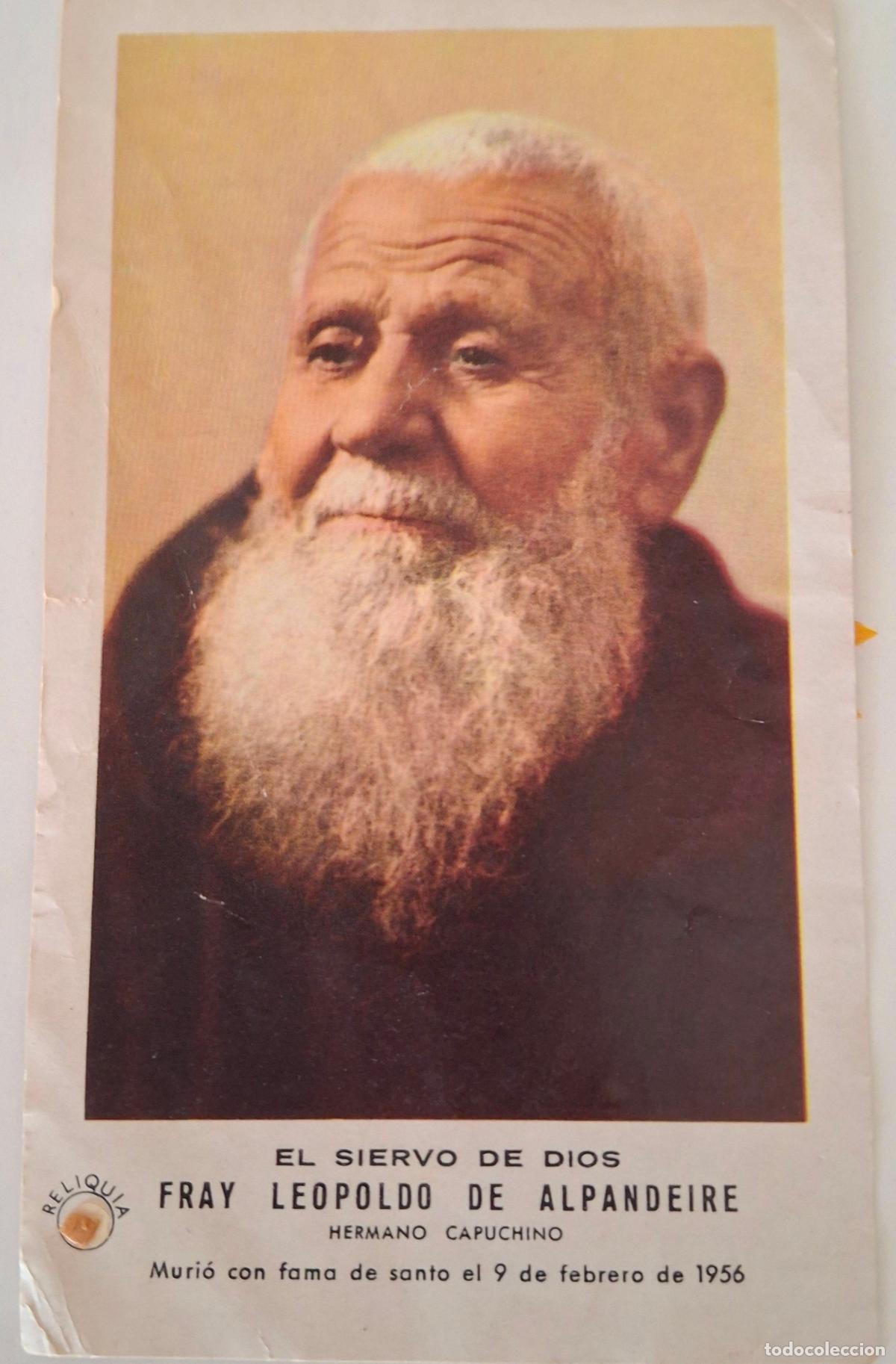 Postales: Fray Leopoldo de Alpandeire.Capuchino.Estampa con reliquia