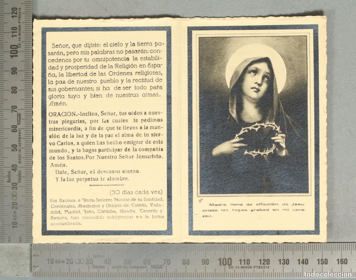 Postales: ESQUELA. CARLOS GARCIA DE ZU&Ntilde;IGA Y LOPEZ. ALCALDE DE VILLACARRILLO. 1934