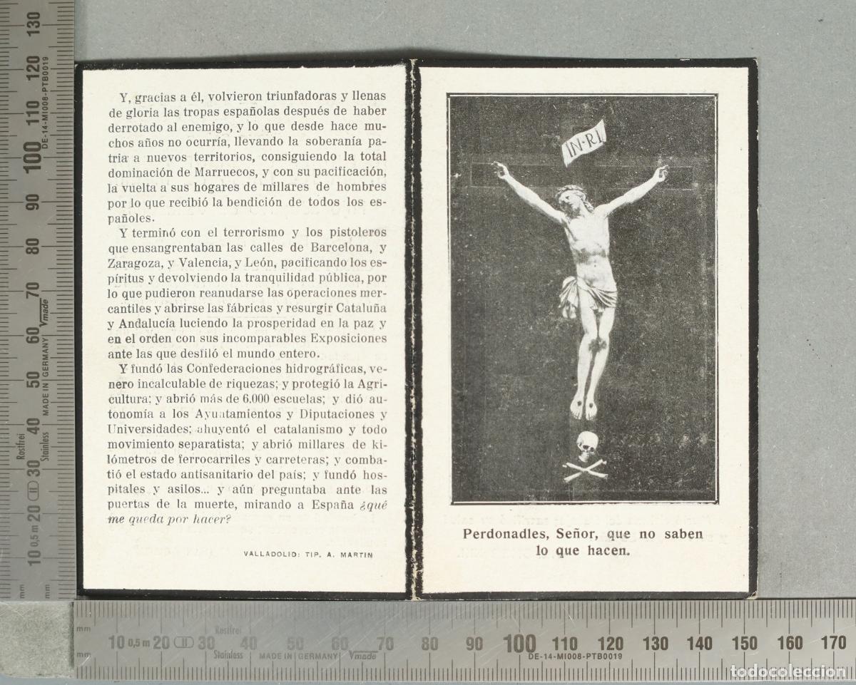 Postales: ESQUELA. D MIGUEL PRIMO DE RIVERA. 1930. UNION PATRIOTICA VALLADOLID