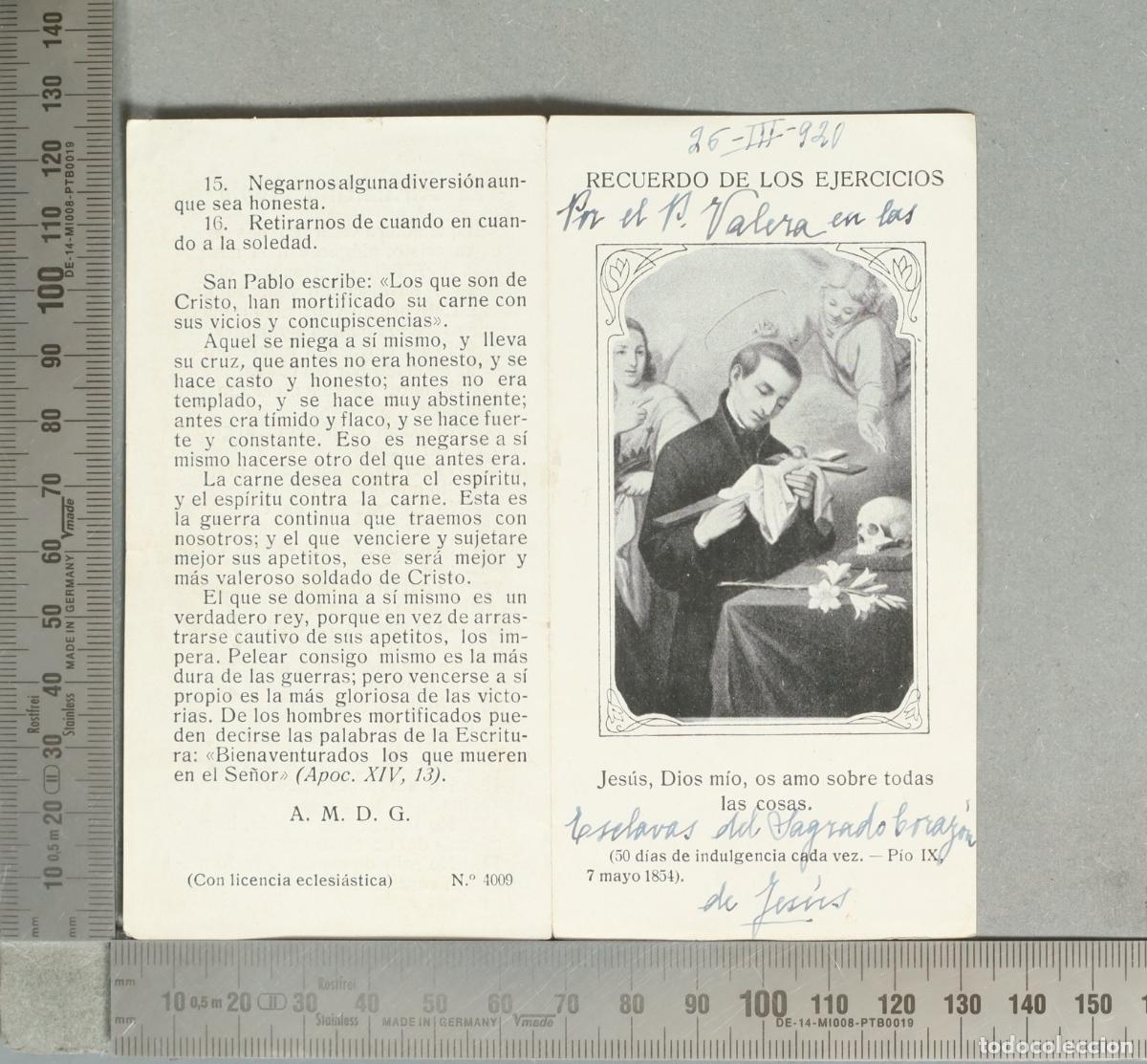Postales: ESTAMPA. Recuerdo de los Ejercicios - P. Valera - Esclavas del Sagrado Coraz&oacute;n de Jes&uacute;s