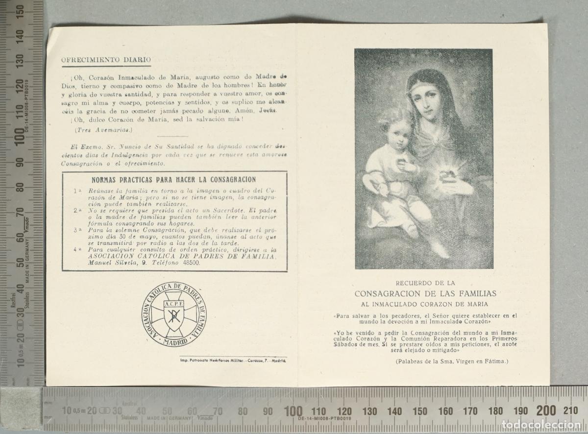 Postales: ESTAMPA. Consagraci&oacute;n de las Familias al Inmaculado Coraz&oacute;n de Mar&iacute;a - Asociaci&oacute;n Cat&oacute;lica de Padres