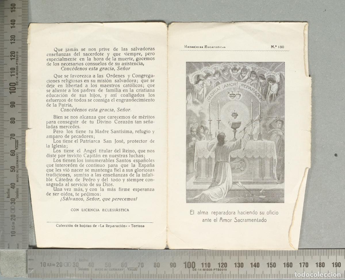 Postales: ESTAMPA. Mensajeras Eucar&iacute;sticas N.&ordm; 130 - Colecci&oacute;n de hojitas de La Reparaci&oacute;n Tortosa