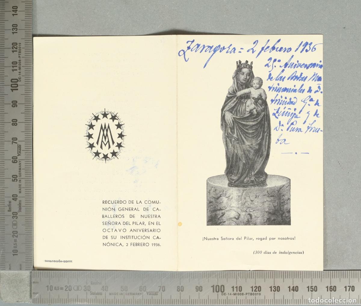 Postales: ESTAMPA. Comuni&oacute;n General de Caballeros de Nuestra Se&ntilde;ora del Pilar - Zaragoza 1936