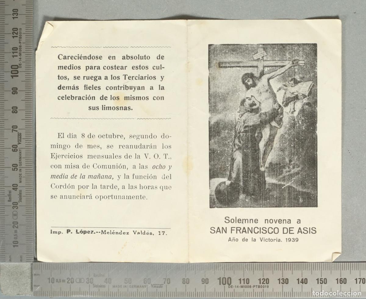 Postales: ESTAMPA. Solemne novena a San Francisco de As&iacute;s - VOT SAN FERMIN NAVARROS 1939