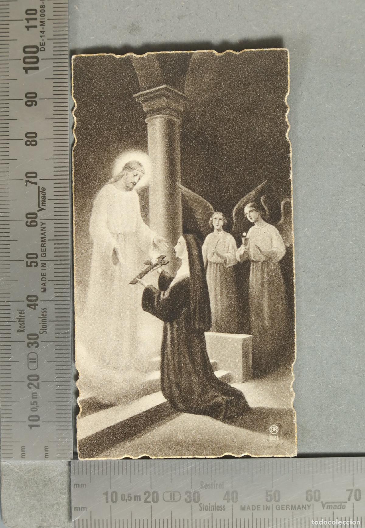 Postais: ESTAMPA. Sainte Th&eacute;r&egrave;se de l'Enfant J&eacute;sus - Apparition de J&eacute;sus &agrave; une carm&eacute;lite