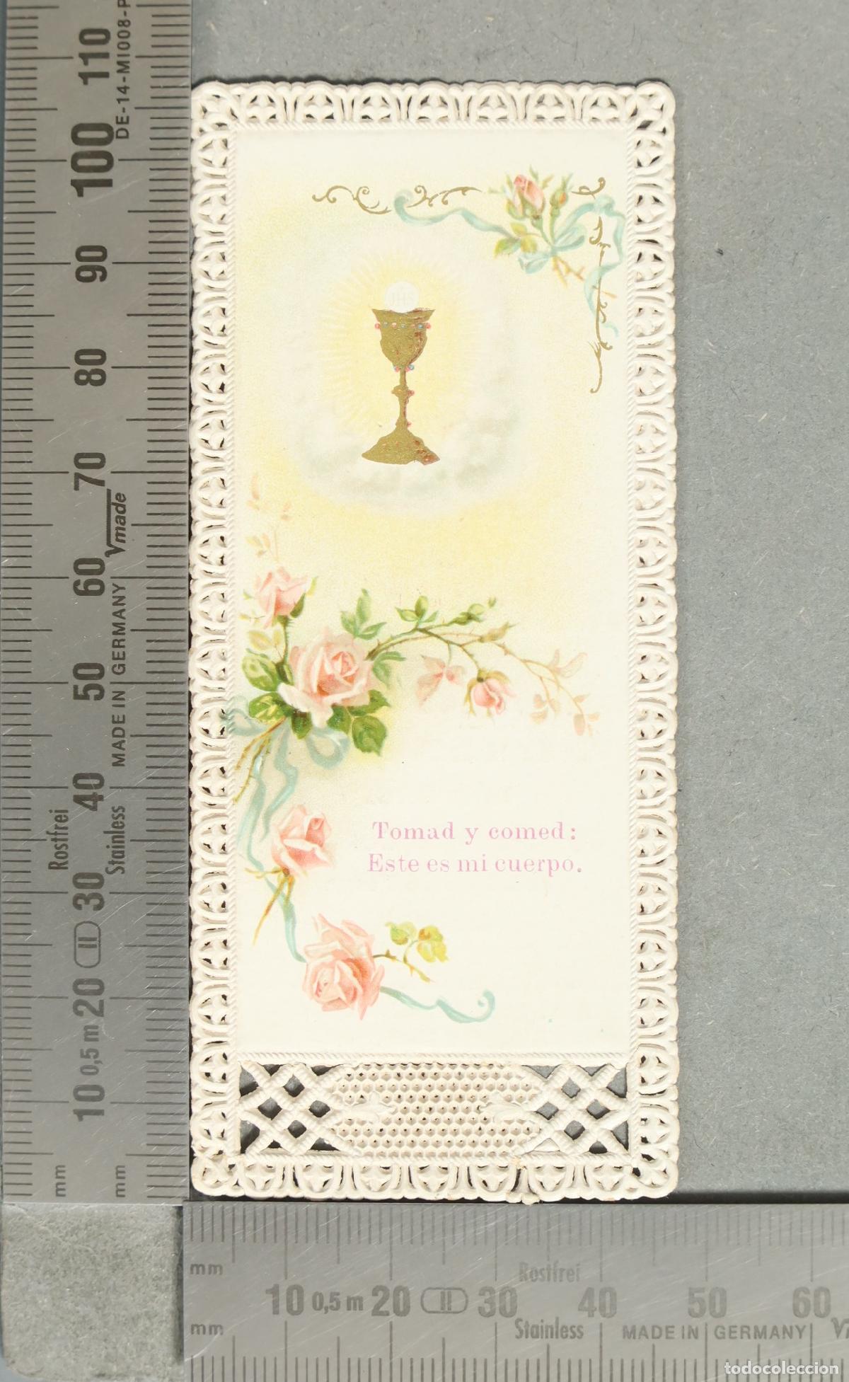 Postcards: ESTAMPA. Recuerdo de la Primera Comuni&oacute;n - C&aacute;liz floral MADRID 1906