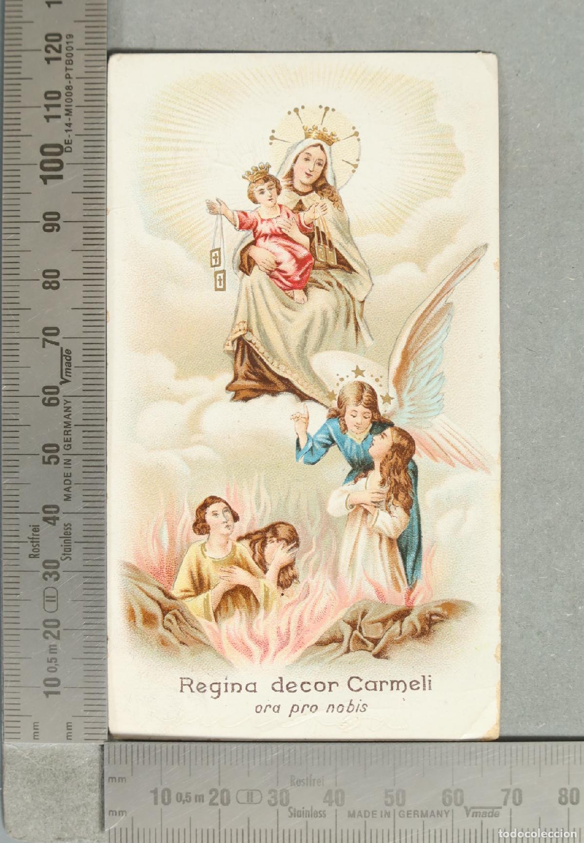 Postais: ESTAMPA. Regina decor Carmeli ora pro nobis - Virgen del Carmen. COFRADIA ANIMAS DEL PURGATORIO.