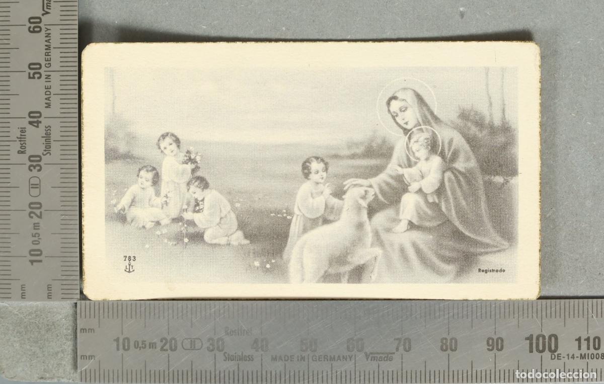 Postales: ESTAMPA. Virgen Mar&iacute;a y el Ni&ntilde;o Jes&uacute;s con ni&ntilde;os y cordero