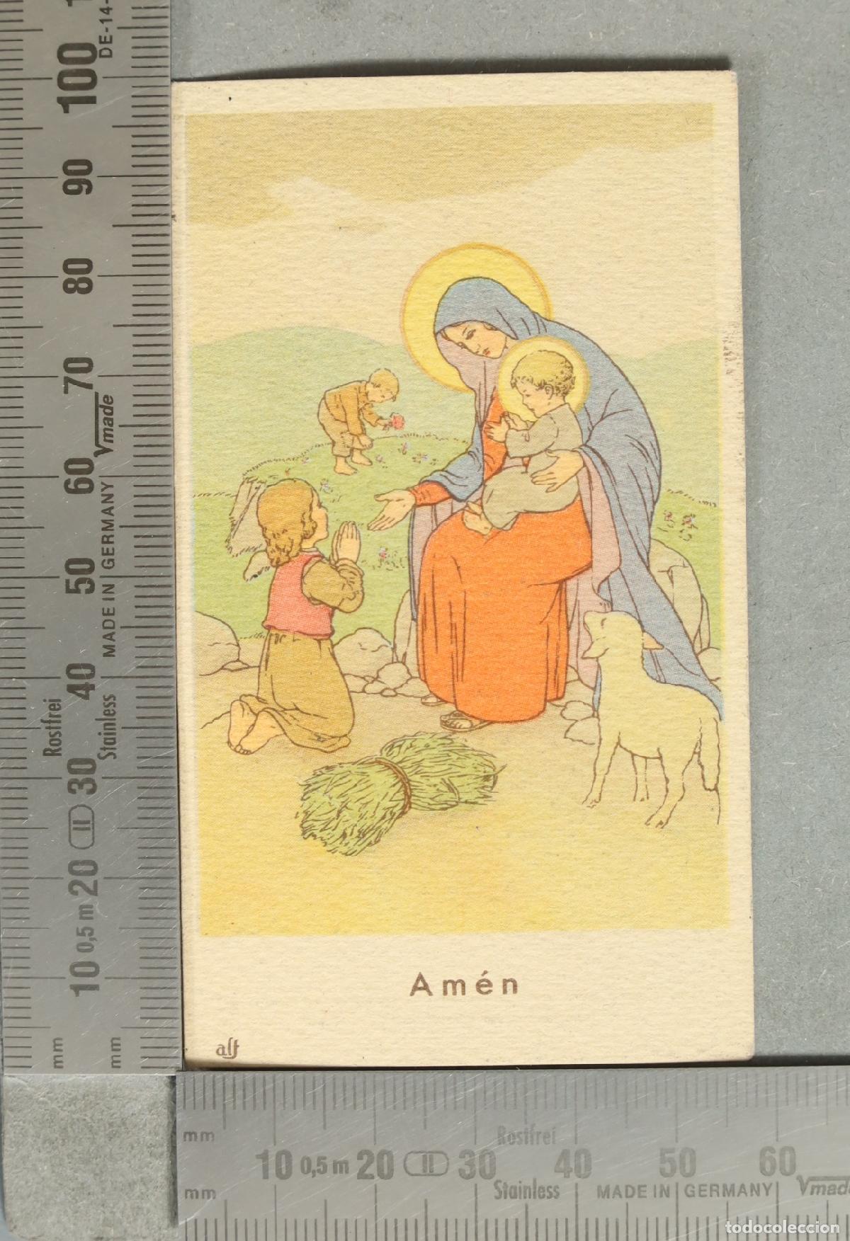 Postales: ESTAMPA. Virgen con el Ni&ntilde;o Jes&uacute;s - Am&eacute;n COMUNION MADRID 1945
