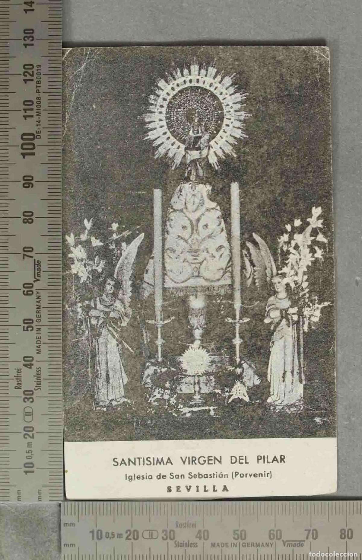 Cartes Postales: ESTAMPA. VIRGEN DEL PILAR IGLESIA SAN SEBASTIAN. SEVILLA